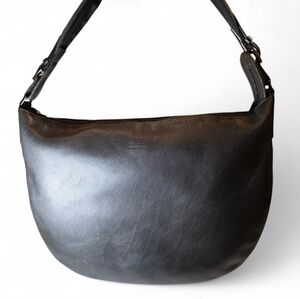 GUCCI Hobo Shoulder Bag Black Calf Leather Vintage Purse